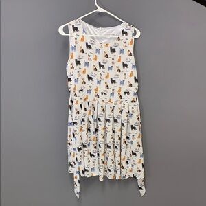 Cat print dress with ribbon tie and pockets!